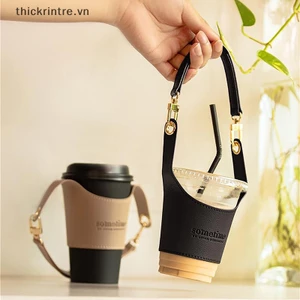 Thi túi đựng cốc bằng da túi đựng chai nước di động túi đựng bằng da dây đeo insulag ly trà sữa ly cà phê phụ kiện vn