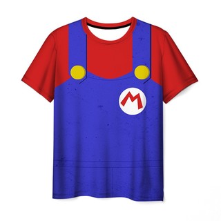 Áo thun cosplay Super Mario Bros tay ngắn 3D, phù hợp cho cả trẻ em và người lớn