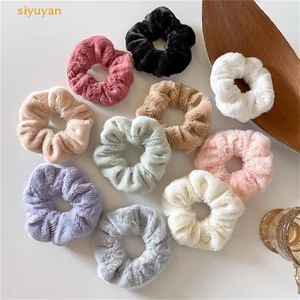 Dây Cột Tóc Cao Su Bọc Vải Lông Nhung Mềm Mại Co Giãn Nhiều Màu Tùy Chọn Ấm Áp Mùa Đông Cho Nữ