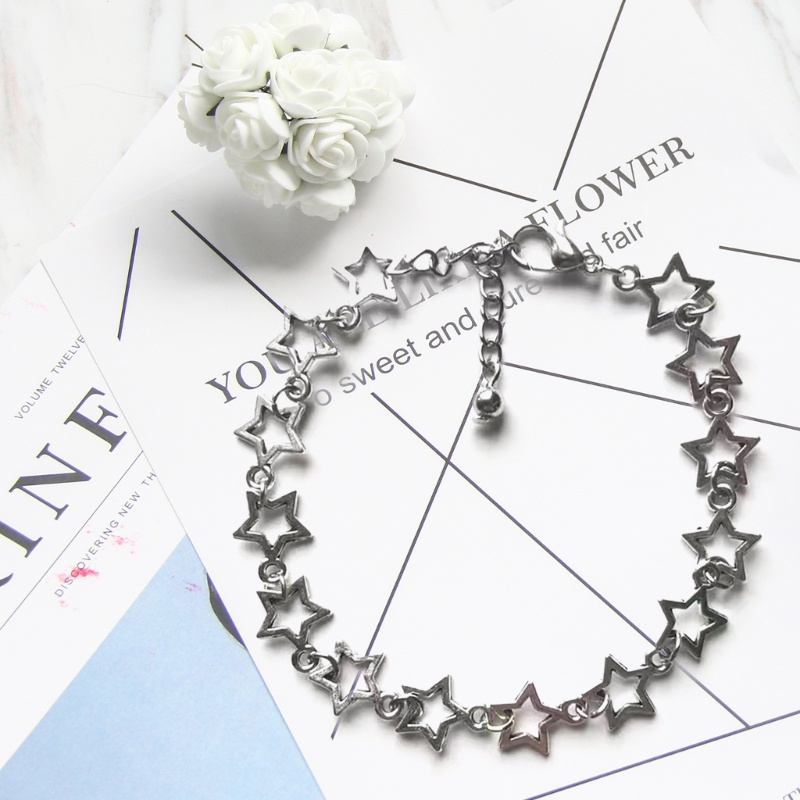 Coo Vintage Shiny Star Pentagram Chất liệu hợp kim Vòng tay cho nữ Vòng tay ngọt ngào