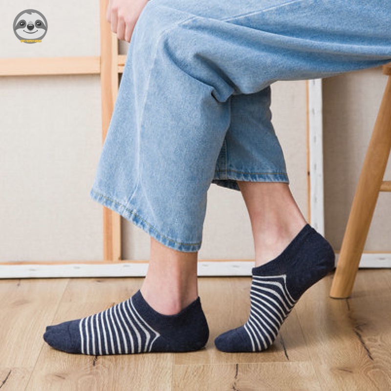 [Hàng có sẵn 2 đôi] Tất nam phong cách Muji Nhật Bản, cotton thoáng khí, thấm mồ hôi, cổ ngắn vô hình, sọc