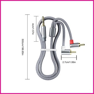 Dây Cáp Âm Thanh RCA Nối Cổng 2RCA Với Giắc 3.5mm Và Cổng AUX Góc 90 Độ Cho Máy Khuếch Đại Âm Thanh