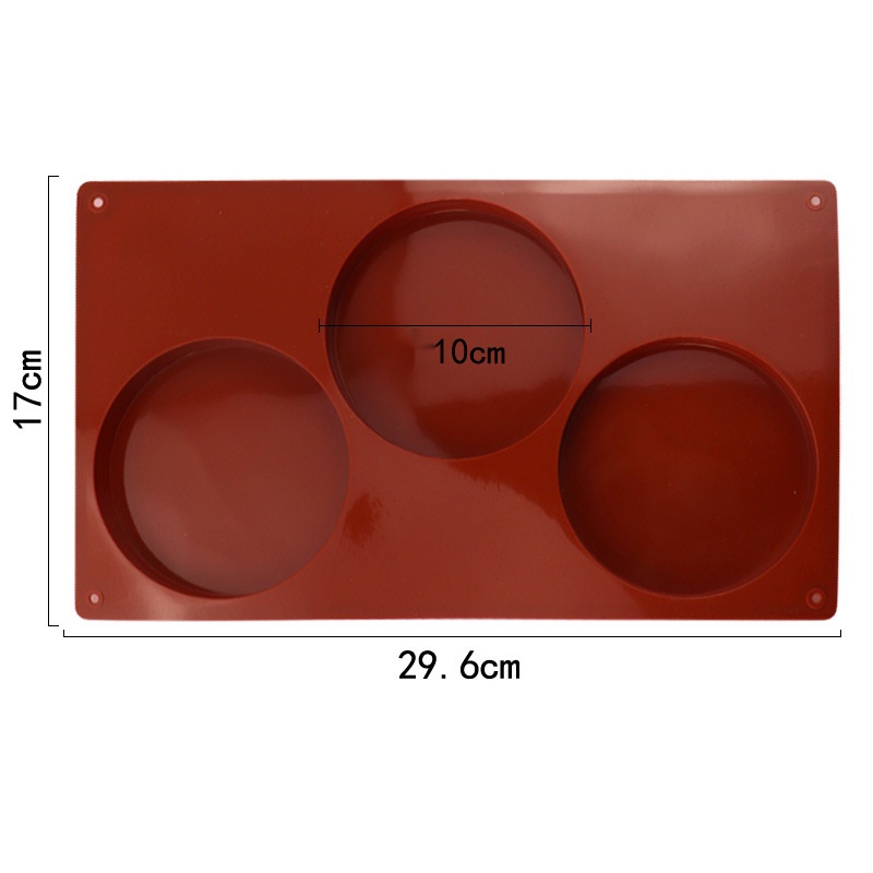 Khuôn Silicone Tròn 3 Ngăn 4Inch Tự Làm Bánh Quy / Socola Tiện Dụng