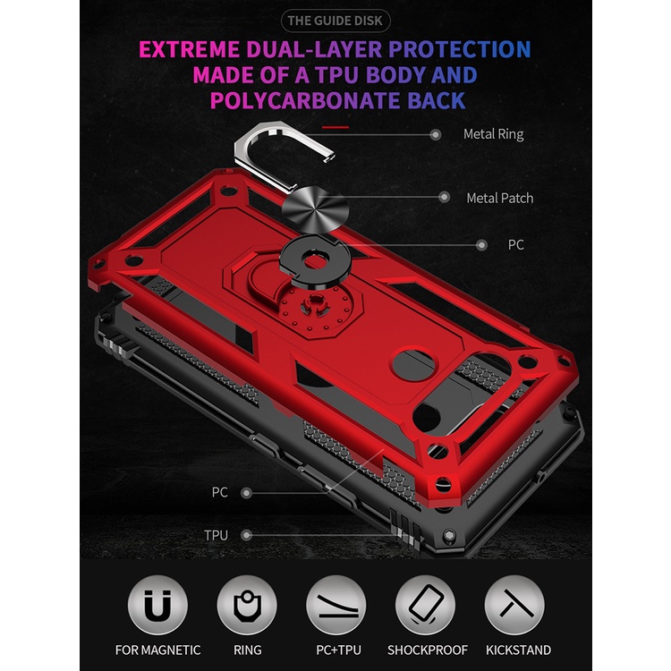 Dành Cho LG K50S K50 K61 Q60 Q61 Vỏ Bảo Vệ Hạng Nặng Quân Sự Cấp Ốp Lưng Có Giá Đỡ Nhẫn