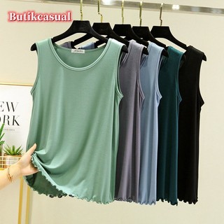 Phụ Nữ Thoải Mái Áo Gỗ Tai Tank Top Mùa Hè Áo Không Tay Trơn Rời Áo Cổ Tròn Mỏng Sơ Mi Thường Ngày