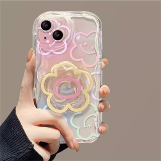 Giá đỡ trong suốt Vỏ hoa tình yêu màu hồng cho iPhone 14 13 12 11 Pro MAX Mini 6 6S 7 8 Plus X XS MAX XR SE Kem lập thể mềm Wave Edge Vỏ điện thoại di động giá rẻ