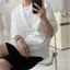 BLOOMRIDGE Áo thun tay ngắn cổ chữ V màu trơn thời trang trẻ trung cho nam