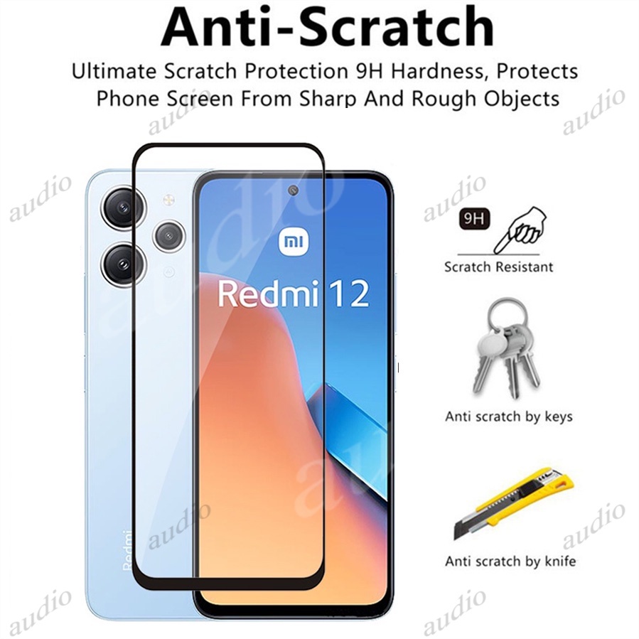 Phim bảo vệ toàn màn hình kính cường lực 2In1 có bảo vệ ống kính máy ảnh cho Redmi 13 12 4G Redmy 13 12 Redmi13 Redmi12 4G 2024 Phim bảo vệ màn hình điện thoại