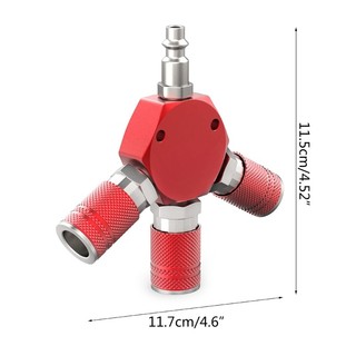 HL 3-Way 1 4Inch Hex Style Air Manifold với khớp nối và phích cắm Bộ chia khí