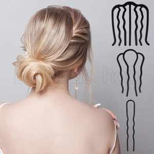lược kẹp tóc phong cách hàn quốc / trang trí phụ kiện tóc đơn giản / dụng cụ tạo kiểu tóc thời trang cho nữ / kẹp tóc xoăn bện hình chữ u / kẹp tóc búi đen