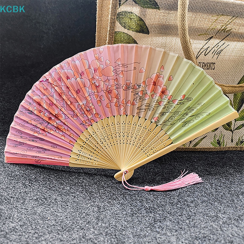 Kc phong cách cổ điển quạt gấp lụa trung quốc nhật bản hoa văn nghệ thuật thủ công quà tặng trang trí nội thất đồ trang trí khiêu vũ quạt tay bk