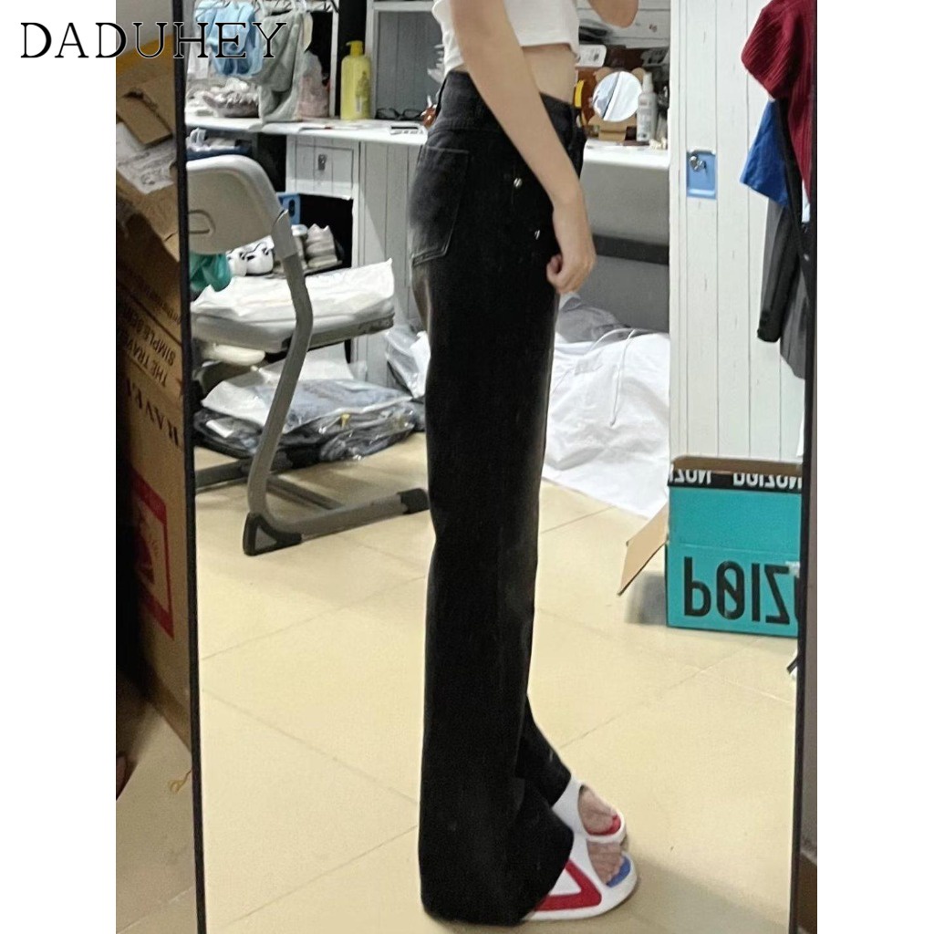 Ảnh Quần jeans DADUHEY ống rộng lưng cao phong cách đường phố Mỹ thời trang cỡ lớn 3
