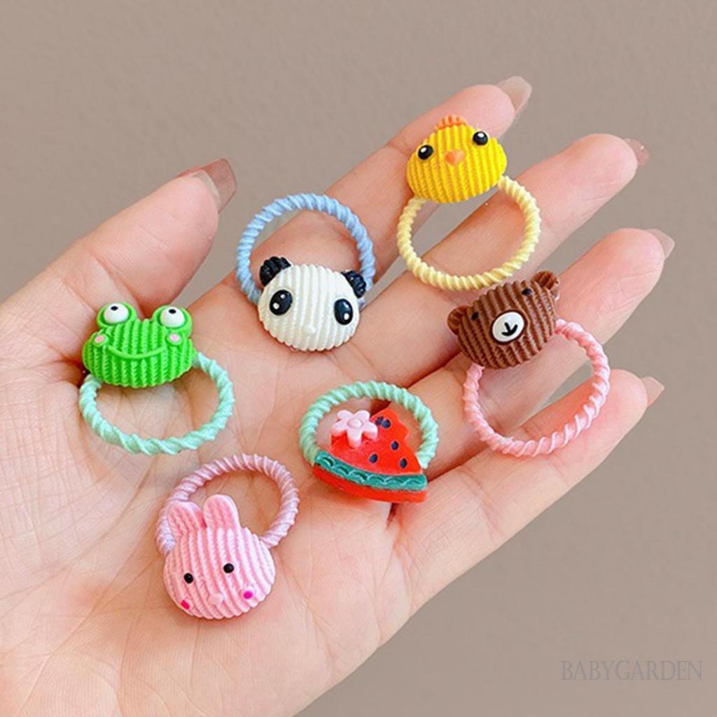 Baga-10 cái / gói dây buộc tóc hoạt hình cho bé gái giá đỡ tóc đuôi ngựa liền mạch nhỏ mềm mại dây thun phụ kiện tóc