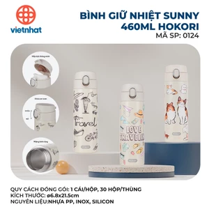 Bình Giữ Nhiệt sunny Loại 460ml hokori 0124 Việt nhật ruột inox aladanh-net-vn