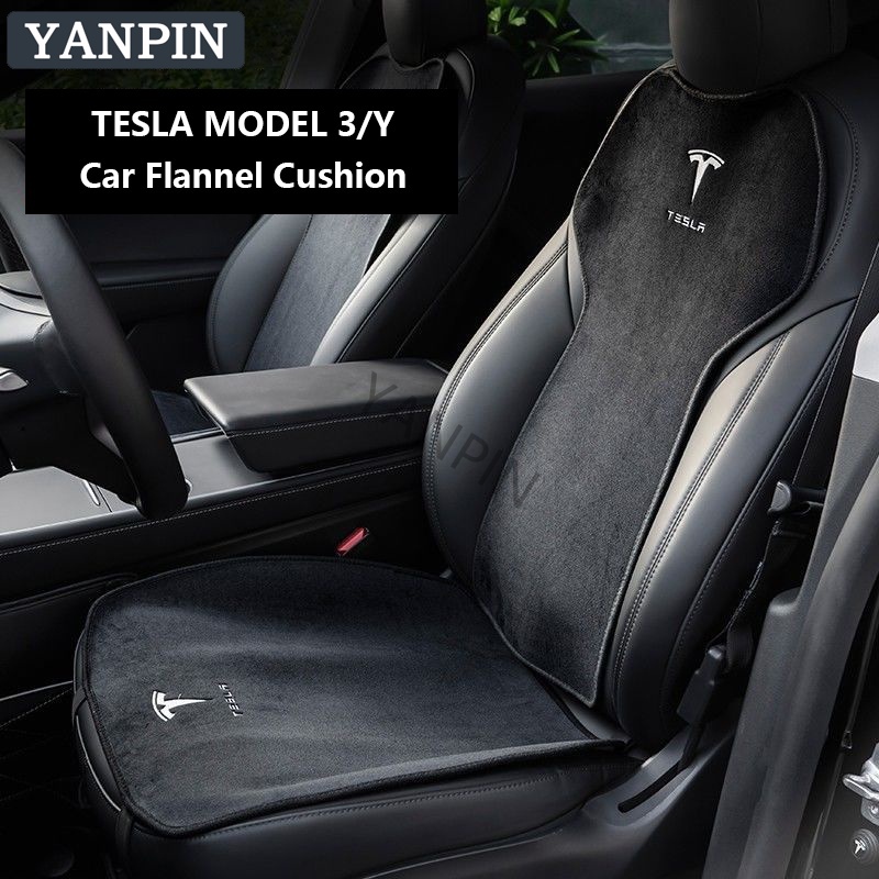 [Hàng Mới Về] Đệm Tựa Lưng Vải Flannel Thân Thiện Với Da Cho Tesla Mode 3 / Y