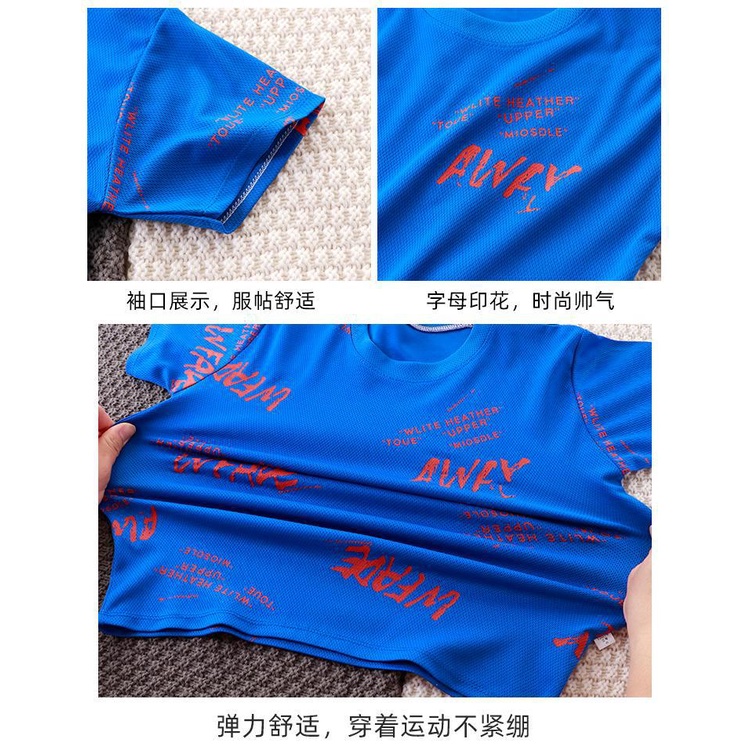90-160cm Phong Cách Mới Trẻ Em Tay Ngắn Thể Thao Thời Trang Thời Trang Phong Cách Phương Tây Rời Thoáng Khí Quần Áo Trẻ Em Top Áo Thun Nhanh Khô ZSUW