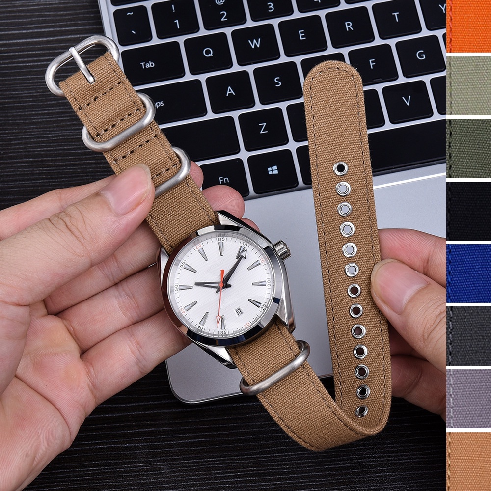 Dây Đeo Đồng Hồ Bằng Vải Canvas Nylon 18mm 20mm 22mm Phong Cách Quân Đội ZULU Dành Cho Nam Nữ