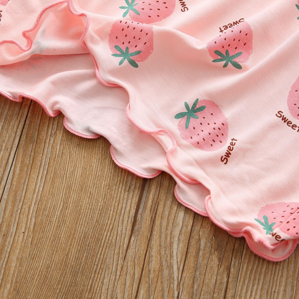 Bộ Đồ Ngủ Bé Gái 110-170CM Homewear Trẻ Em Ice Silk Mùa Hè Tay Ngắn Ngọt Mỏng Điều Hòa Phù Hợp Với IRMO
