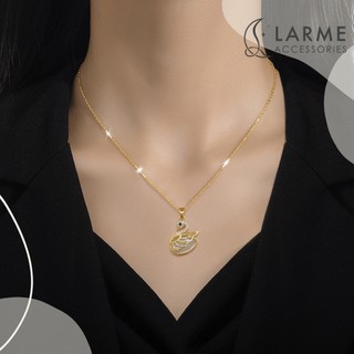 Vòng cổ nữ dây chuyền không đen gỉ mặt thiên nga phong cách sang trọng  Larme accessories -DC0138