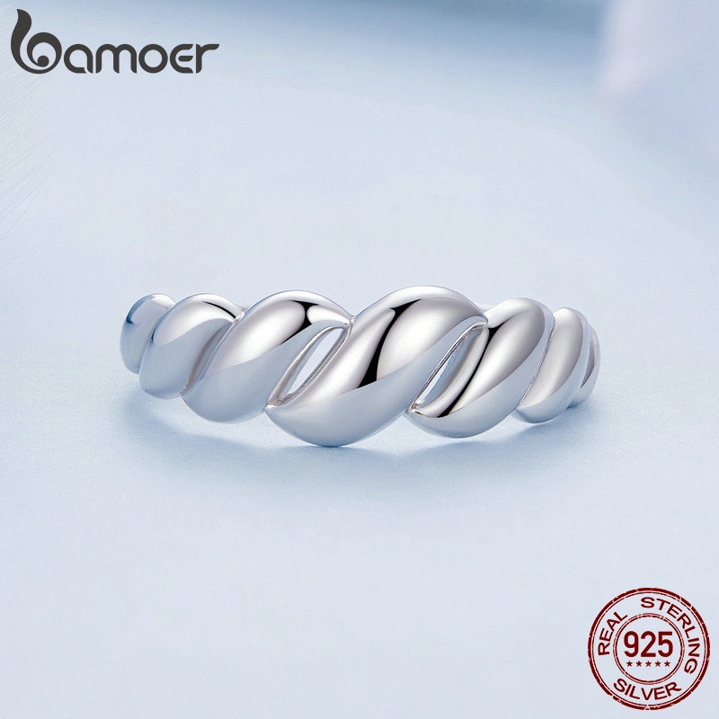 Bamoer Nhẫn Bạc 925 Gợn Sóng Thời Trang Cho Nữ