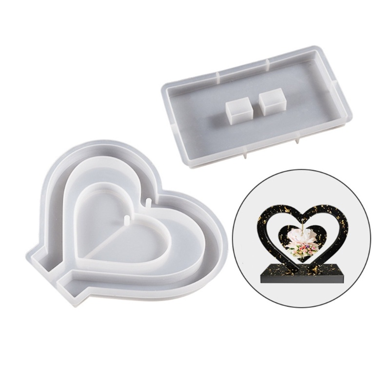 Un * Khuôn Khung Ảnh Nhựa Hình Trái Tim Khuôn Silicon Cho DIY Đúc Epoxy Khuôn Với Đế Thủ Công Cho Bàn Trang Trí Nhà