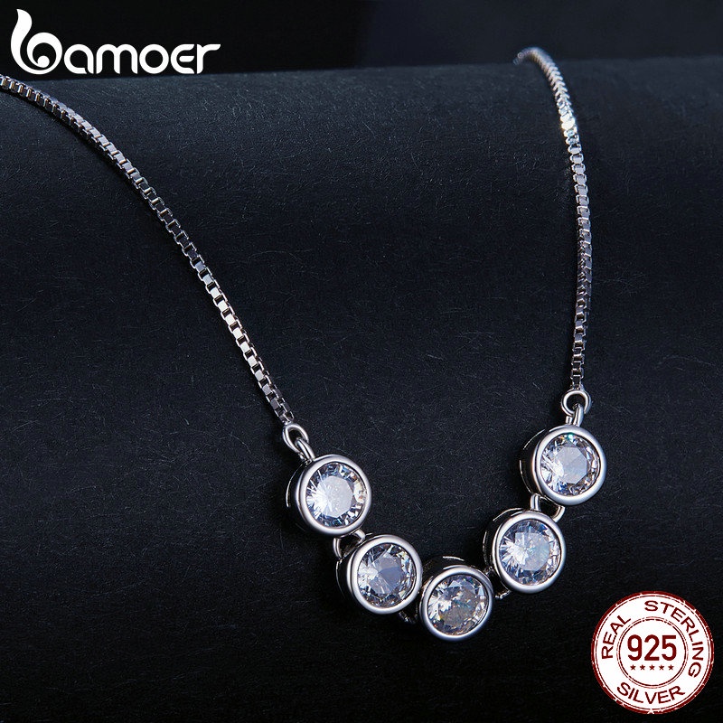 Vòng cổ BAMOER bạc 925 vvs1 d màu 0.3 carat đá moissanite chính hãng MSN022