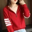 Thu Đông Phong Cách Mới Có Mũ Trùm Đầu Dây Kéo Rời Bốn Thanh Mồ Hôi