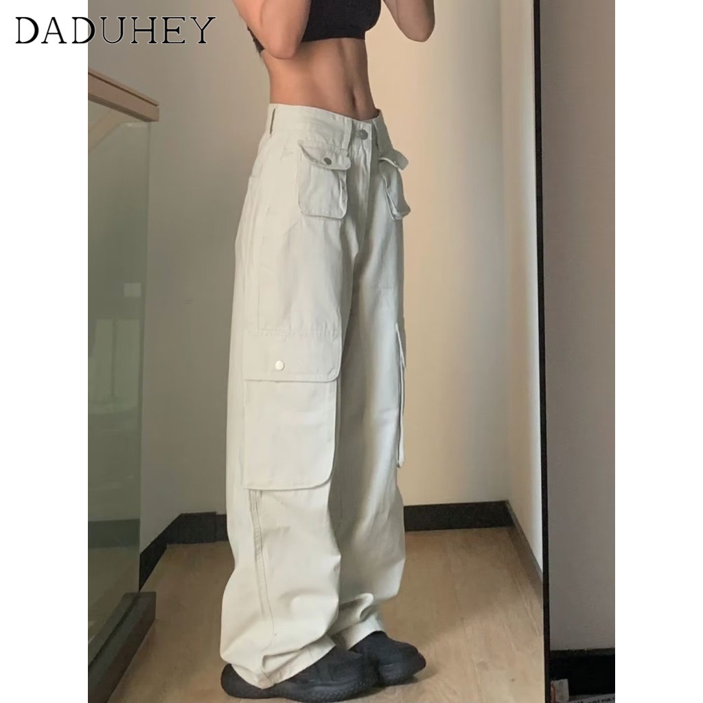 Ảnh Quần dài DADUHEY lưng cao ống rộng nhiều túi size lớn phong cách đường phố Mỹ mới 3