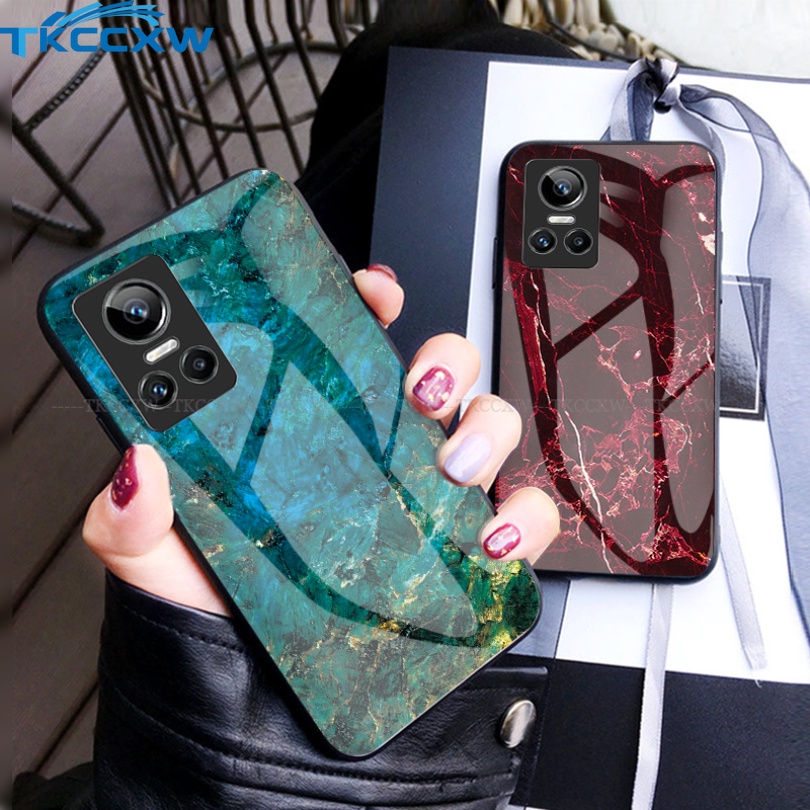 Ốp Điện Thoại Kính Cường Lực Cứng Họa Tiết Cẩm Thạch Cho Realme GT Neo 5 3 3T 2 2T 2 Pro