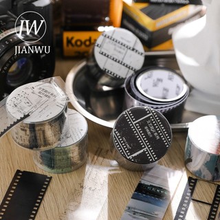 Jianwu 25mm * 200cm Phim Nghệ Thuật Series Vintage Đơn Giản Mực Trắng Chống Thấm Nước PET Băng Sáng Tạo DIY Tạp Chí Cắt Dán Trang Trí Văn Phòng Phẩm