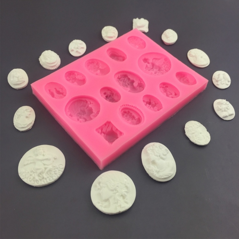 YU 3D Giảm Chân Dung Khuôn Nướng Bánh Silicon Dụng Cụ Trang Trí Bánh Fondant Khuôn