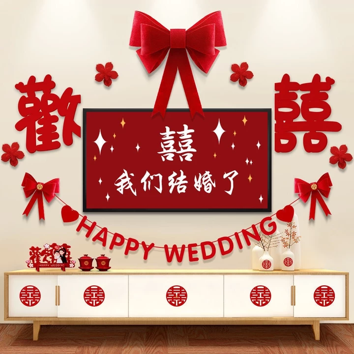 Đồ trang trí tường nền TIVI PHÒNG KHÁCH đám cưới cho nam và nữ trang trí phòng cưới bố trí/trang trí phòng cưới phòng