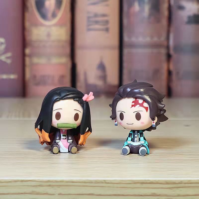 Bộ 4 Mô Hình Nhân Vật Anime Demon Slayer Dễ Thương Có Nam Châm Để Bàn Trang Trí