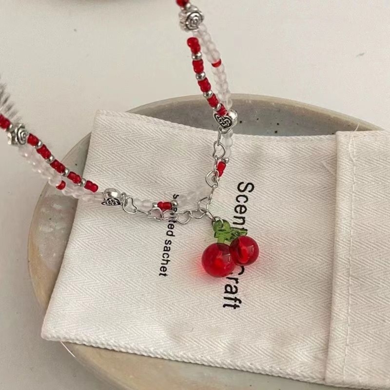 Vòng Cổ Chuỗi Hạt Hình cherry Thời Trang Hàn Quốc Ngọt Ngào Cho Nữ