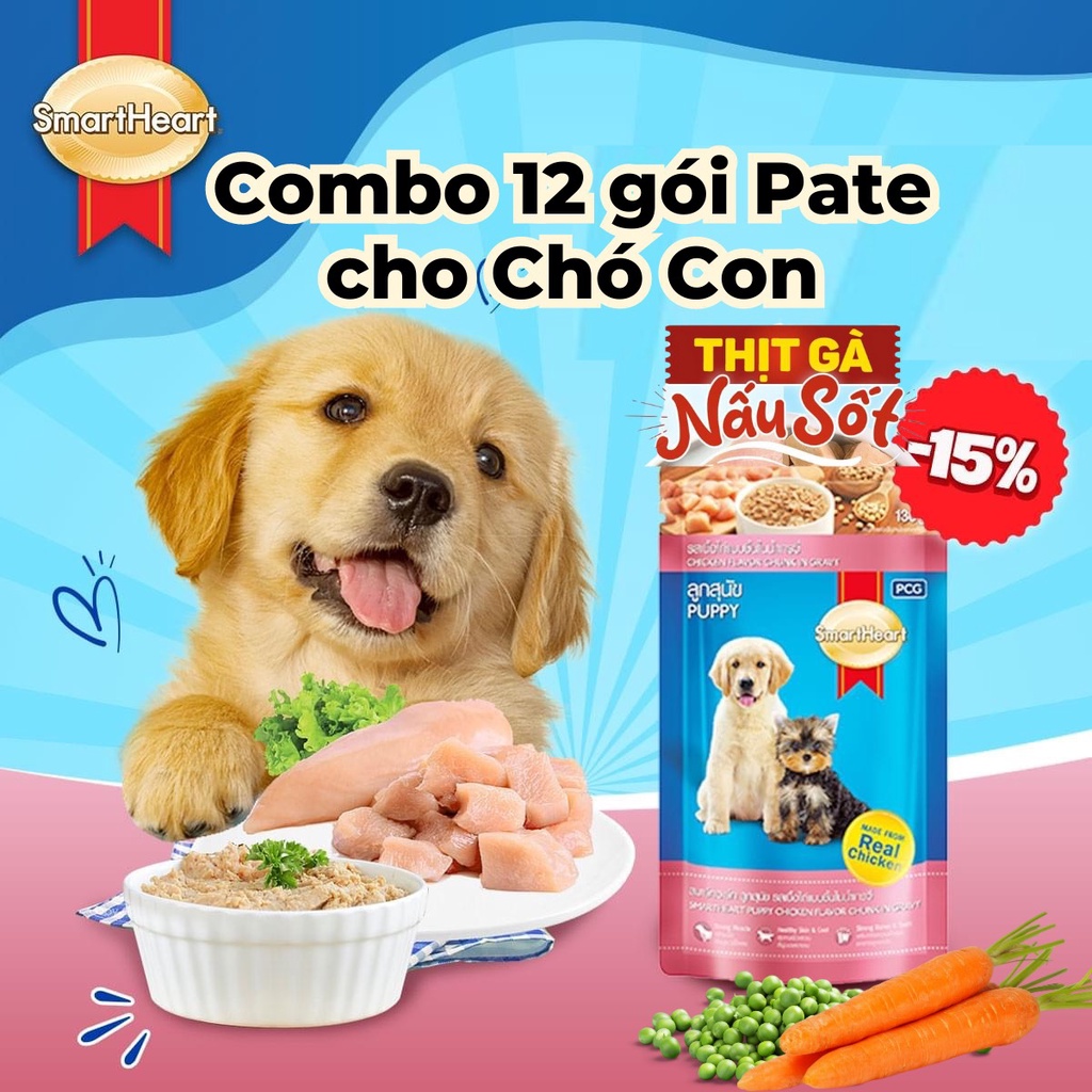 Combo Pate Smartheart cho Chó con gói 130g
