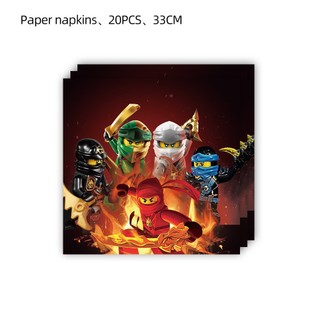 G13 LEGO Ninjago Trang Trí Tiệc Khăn Trải Bàn Sinh Nhật Cờ Biểu Ngữ Bộ Đồ Ăn Dùng Một Lần Dĩa Đĩa G13