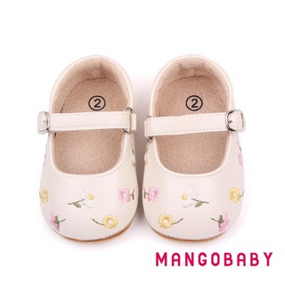 Mg-baby Girls Mary Jane Flats Da PU Trẻ Sơ Sinh Đầm Giày Thêu Hoa Giày Công Chúa
