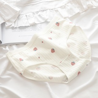 Quần Lót Tam Giác Vải cotton Lưng Vừa Họa Tiết Dâu Tây Dễ Thương Cho Bé Luyoo31