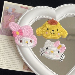 MEOWU Kẹp Tóc Mái Đan Len Phong Cách Hàn Quốc Melody Kitty Hồng
