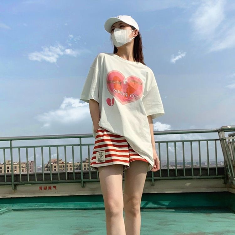 Quần Short Sọc Nữ Mùa Hè Mới Co Giãn Eo Rời Chữ A Quần ngắn ống rộng