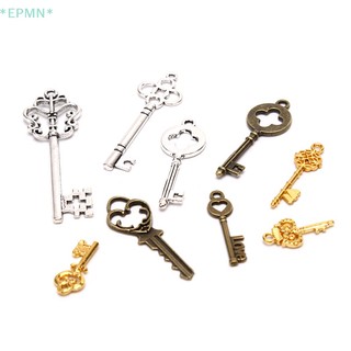 Set 13 mặt phụ kiện HWETR kim loại kiểu chìa khóa phong cách cổ điển để làm trang sức thủ công