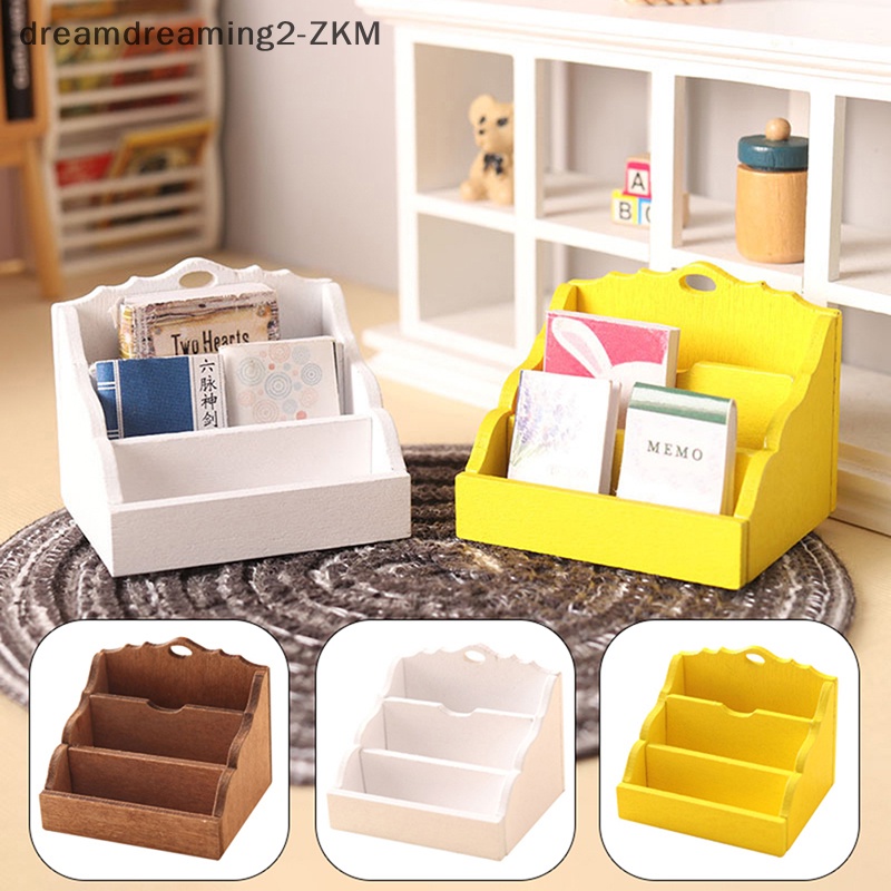 [dreamdreaming] 1: 12 Nhà búp bê Giá để đồ để bàn thu nhỏ Hộp sắp xếp Kệ sách Trang trí mô hình nhà Phụ kiện nhà búp bê [zkm]
