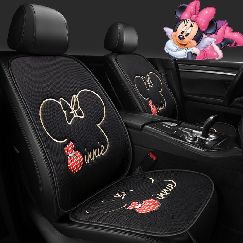 Vỏ Bọc Ghế Ngồi Xe Hơi Bằng Lụa Lạnh Mỏng Thoáng Khí Họa Tiết Chuột Mickey Thông Dụng
