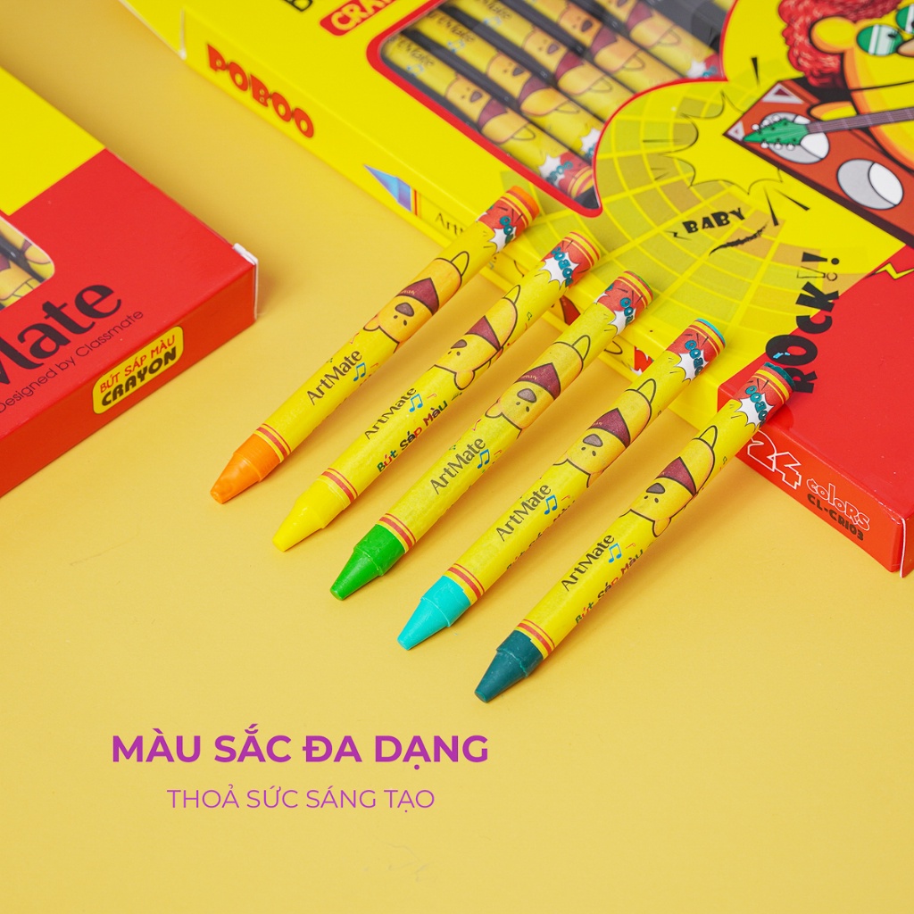 Bút Sáp Màu Có Khay 12, 18, 24 Màu, Sắc Màu Tươi Sáng, Sinh Động, Màu Tô Mịn, Cho Bé Tập Tô, Vẽ Tranh CR101/102/103