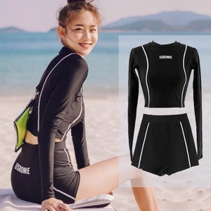 Đồ Bơi Nữ Kín Đáo Tay Dài Bikini Đi Biển 2 Mảnh Áo Tắm Có Tay Đồ Bơi Học Sinh Nữ