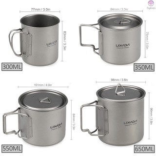 Bộ Dụng Cụ Nấu Ăn Lixada 300ml / 350ml / 420ml / 550ml / 650ml / 750ml Bằng Titan Siêu Nhẹ