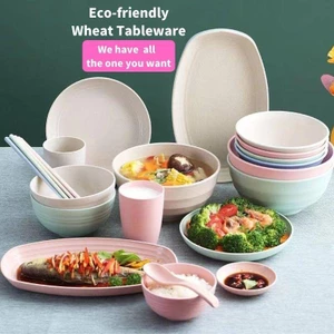 Bộ Chén Đĩa / Muỗng / Tô / Dĩa Bằng Lúa Mạch Nhiều Màu Sắc Không BPA