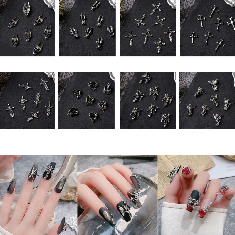 Punk Skeleton Nail Art Charms Skull Tips Decoration Rhinestones Nail Accessory