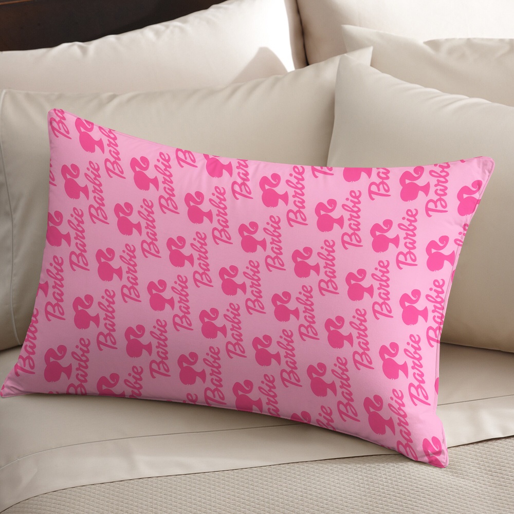 Vỏ Gối Chữ Nhật Polyester Một Mặt In Chữ Barbie Màu Hồng Thích Hợp Làm Quà Tặng Cho Bạn Gái (Không Có Lõi)