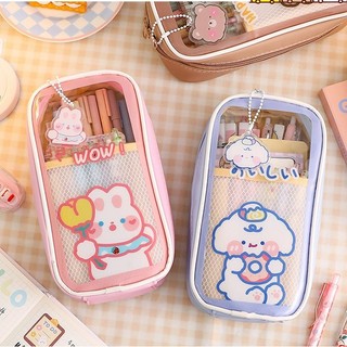 MEOWU Túi Đựng Bút / Mỹ Phẩm Sức Chứa Lớn Nhiều Ngăn Thỏ Bunny Cho Học Sinh PVC Chống Thấm Nước